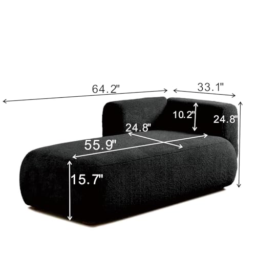 ERYE Boucle Upholstered Left Facing Chaise Lounge Indoor for Living Room Bedroom,Comfy Single Chaise Lounge Modern Leisure Recliner Sleeper Sofa Daybed, Easy Assemble - color: Black/Left