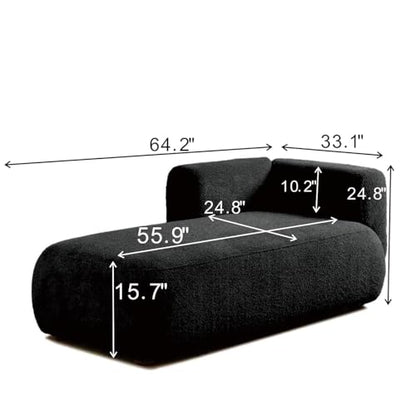 ERYE Boucle Upholstered Left Facing Chaise Lounge Indoor for Living Room Bedroom,Comfy Single Chaise Lounge Modern Leisure Recliner Sleeper Sofa Daybed, Easy Assemble - color: Black/Left