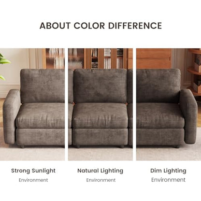 Guyii 63.38" Loveseat Sofa, Extra-Large Dark Brown 2-Piece Twin Sofa Set, 2-Seater Modular Sectional Sofa, Modern Convertible Sectional Couch for Living Room, Bedroom, Home - color: Dark Brown, size: 2 Seat Sofa (No Ottoman)
