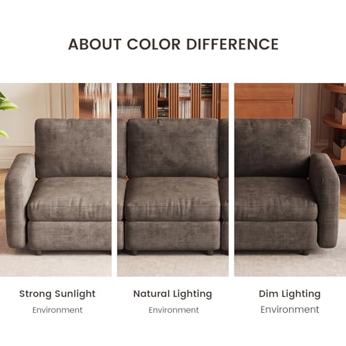 Guyii 143.7" Dark Brown 5-Piece Sofa Set, Extra-Large 5-Seater Modular Sectional Sofa, Modern Convertible Sectional Couch for Living Room, Bedroom, Home - color: Dark Brown, size: 5 Seat Sofa (No Ottoman)