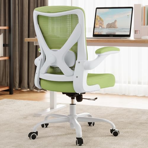 Office Chair: Mesh Ergonomic Desk Chair with 3D Lumbar & Swivel | 330LBS Computer Chair-Executive Task Work Chairs with Flip-up Arms Home Office Desk Chairs Gaming Chair for Long Hours(Green) - color: Green, size: Pack of 1