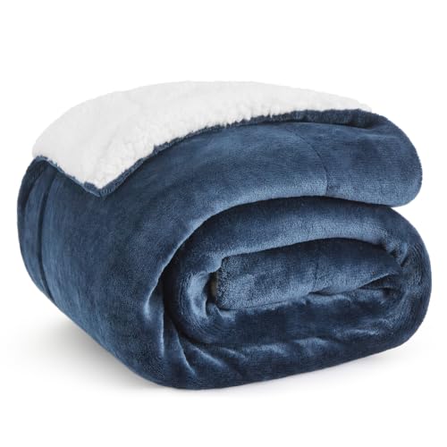 Bedsure GentleSoft Sherpa Fleece Throw Blanket for Couch, Non-Heated, Thick and Warm Throw for Women and Men, Soft Fuzzy Plush Blanket for Winter, Slate Blue, 50x60 Inches - color: 03 - Slate Blue, size: Throw (50" X 60")