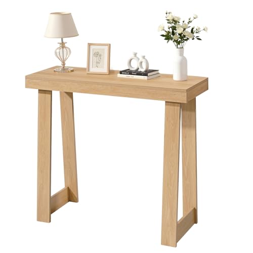 VEVOR 36 in Console Table, Modern Desk Behind The Couch, Wooden Rectangle Entrance Desk, Narrow Long Sofa Table Accent Stand, Ideal for Hallway, Bedroom, Living Room, Foyer, Easy Assembly, Natural - color: Natural, size: 36 Inch