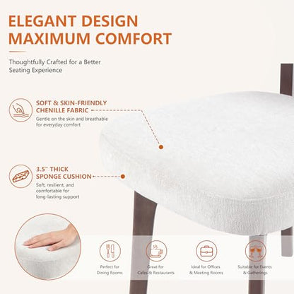 YOUNIKE Wood Frame Beige Dining Chair, Chenille Fabric, Single Pack | Modern Ergonomic Upholstered Kitchen & Dining Room Chairs, Double-Layer Backrest, Comfy Soft Cushion, Easy to Assembly - color: Beige