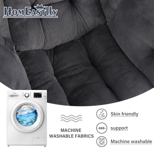 Lazy Chair with Ottoman, Plush Reading Chair with Pillow， Gray | Removable machine-washable cover; includes an extra throw pillow; cozy accent chair for living room, bedroom, dorm or office - color: Plush Blue-gray-1