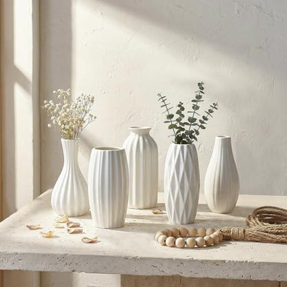 BEAHOT Ceramic Bud Vase Set of 12 - Glossy White Bud Vases: Unique Glazed Mini White Centerpiece for Flowers, Weddings, DIY Floral Decor - Boho & Modern Home Table Styling, Gift Ready - size: 12pack Glazed White
