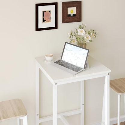 Lutown-Teen Square Bar Table, High Top Table - Industrial Metal Frame for Small Spaces & Narrow Kitchens, 23.6x23.6x36.9 in (LxWxH), Easy Assembly, White - color: White