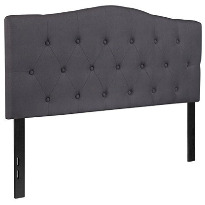 EMMA + OLIVER Tufted Upholstered Full Size Headboard in Dark Gray Fabric - color: Dark Gray, size: Full
