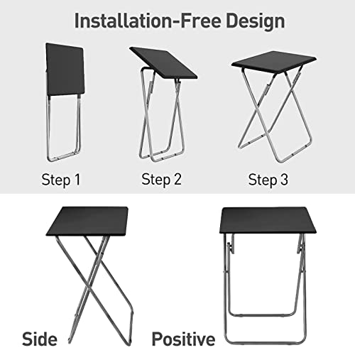 Folding TV Tray Table,TV Dinner Table with Sturdy MDF Top,Eating Trays for Living Room with No Assembly Required, 15 x 18.9 x 26 in(Black,1PC) - color: Black, size: 1pc