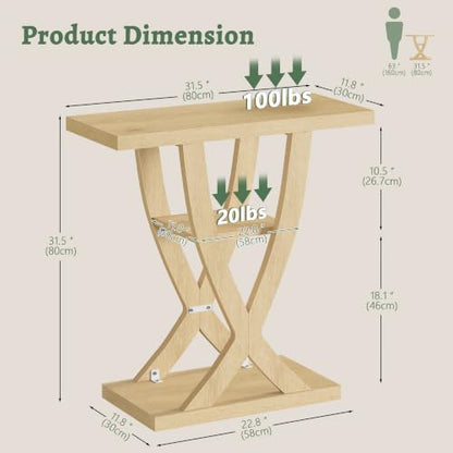 FAVOOSTY 39.4" Entryway Table, 3 Tier Hallway Table, Console Tables for Living Room, Narrow Entrance Table with Storage, Sofa Table Behind Counch, Accent Table for Entry Foyer, Natural Brown - color: Natural Brown