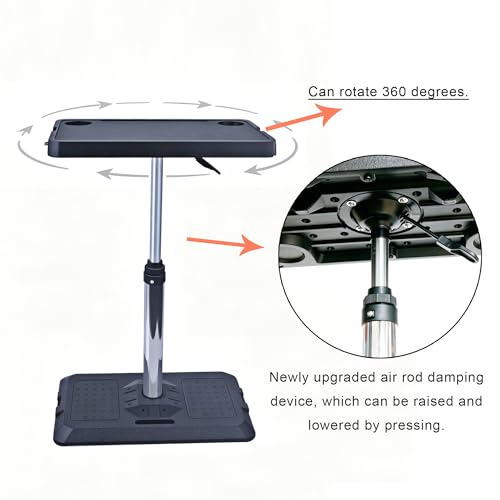 Portable Car Laptop Desk, Pneumatic Height & Angle Adjustable Vehicle Table Tray, 360 Degree Rotatable Travel Desk for Front Rear Passenger Seat, Ideal for Work, Dining, Camping and Home Use