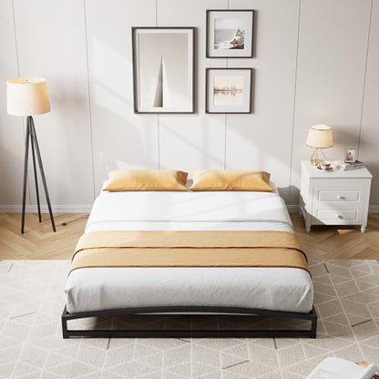 IDEALHOUSE Low Bed Frame, 6 in Full Size Metal Platform Bed Frame, Black | Arch Design, Heavy Duty Bed Frame, Strong Bearing Capacity, No Box Spring Needed, - color: 6 Inch Black, size: Full