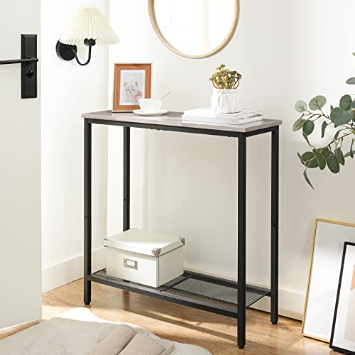 HOOBRO 29.5" Narrow Console Table, Small Entryway Table with Shelf, 2 Tier Thin Sofa Table, Behind Couch Table, Side Table, for Hallway, Living Room, Bedroom, Greige and Black BG74XG01 - color: Greige + Black