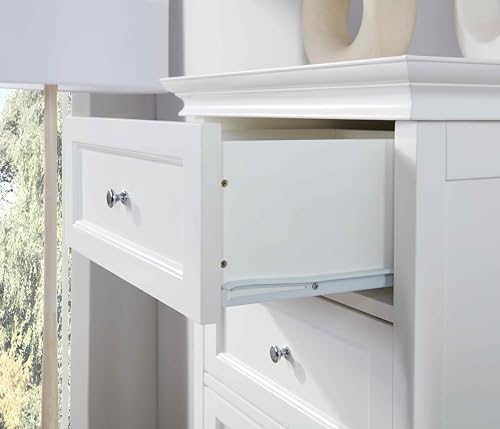 Tall White Dresser for Bedroom with 7 Drawers, 52" Tall Skinny Dresser | Modern White Tall Chest of Drawers Dresser，Wooden Lingerie Dresser Tall Narrow，Crown Molding and Solid Wood Ball Legs - color: White