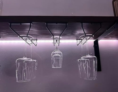 10.8 Inch Black Wine Glass Rack, Under Cabinet Wine Glass Holder Stainless Steel Stemware Rack - Hanging Stemware Holder for Cabinet Kitchen Bar, Set of 2 - color: Black, size: 10.8 Inch 2 Pack