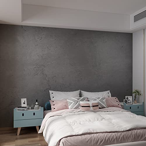 16"×354" Dark Grey Black Concrete Wallpaper Peel and Stick 3D Thick Faux Concrete Cement Contact Paper Vinyl Wrap Stained Matte Textured Waterproof Wall Sticker for Walls Bathroom Garage Living Room - color: Dark Gray, size: 16" x 354"