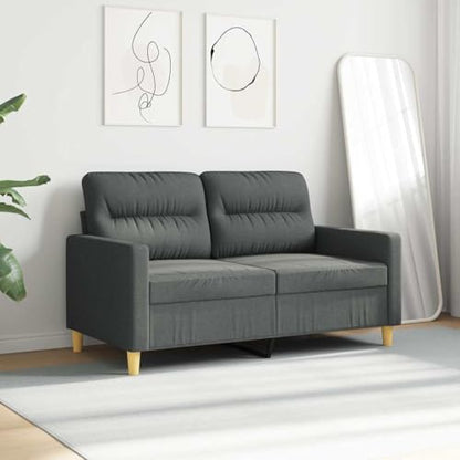 2-Seater Sofa, Modern LoveseatCouch for Small Spaces, Compact Dark Grey Polyester Fabric Settee with Pillows for Living Room, Apartment and Office, 54.3 Inch Wide - size: 2-Seater