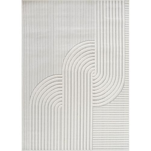 Modern Rug 4x6 Luxury Swirl Curved Micro Loop Area Rugs Soft High-Low Pile Stain Resistant Easy to Clean Non-Shedding Durable Living Room Office Indoor Carpet (White) - color: Curved / White, size: 4' x 6' (Rectangular)