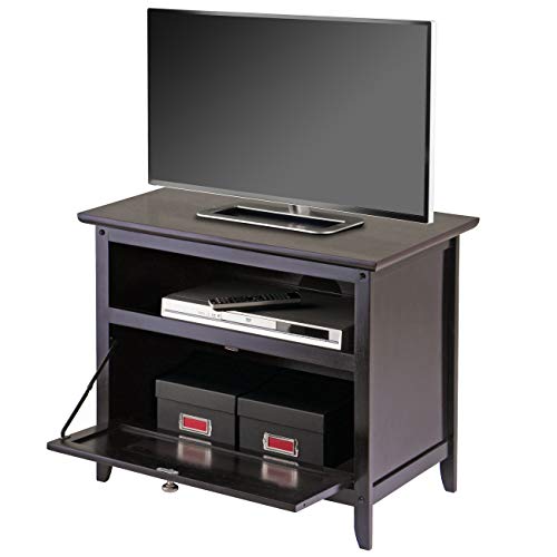 Winsome Wood Zara Media/Entertainment, Espresso, FURNITURE | Practical Storage Entertainment Cabinet with Display Shelf & Door for Living Room, Den, Office, Bedroom