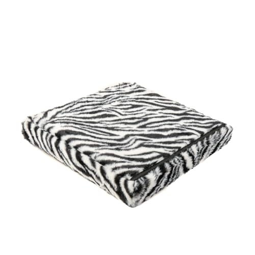 Luxe Faux Fur Storage Ottoman, Zebra Black/White, 12 x 12 x 12 in | Engineered Wood, Tool-Free Assembly, Modern Style, Seat And Footrest - color: Zebra Black/White, size: 12"D x 12"W x 12"H