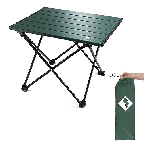 VILLEY Portable Camping Side Table, Ultralight Aluminum Folding Beach Table | Lightweight & Portable, Aluminum Folding Table with Carry Bag for Camping, Outdoor Cooking, Beach, Picnic, Boat & Travel - color: Green, size: Large 24'', style: Regular