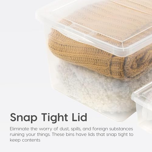 IRIS USA 6-Pack 6 Qt Storage Bins with Lids, Clear, Stackable | Ideal for shoes, crafts, office supplies and pantry items, nestable design, transparent design makes contents easy to find - size: 6 Qt - 6 Pack