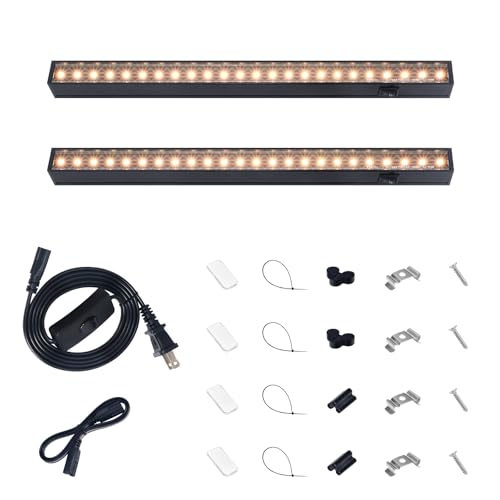Barrina T5 Grow Lights, 1FT 10W (2 X 5W), Full Spectrum, Yellow, 2 Packs | Indoor Plant Light with Separate Switch, Linkable, 3 Mounting Modes, Magnetic Mount, For House Plants, Black Cover - color: Yellow, size: 1FT-Black Cover-2P