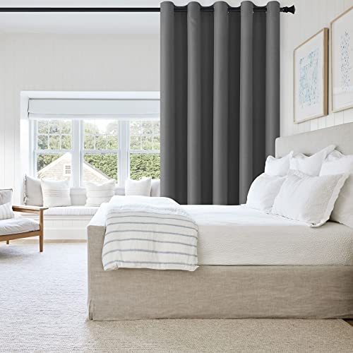 DWCN Room Divider Blackout Curtain Thermal Grommet Panel with Top for Bedroom Partition, Patio Sliding Door Curtains - Extra Wide Curtains for Glass Door, 6.7ft Wide x 7ft Tall, Dark Grey - color: Dark Grey, size: 80"W x 84"L (Pack of 1)