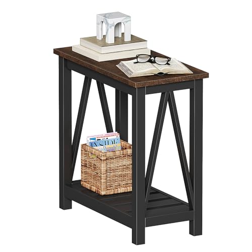 ChooChoo Farmhouse End Table, Narrow Side Table with Shelf | Slim Bedside Table ,Small Spaces, Rustic Nightstand, Living Room, Bedroom ,Black - color: Black, size: 1 Pack