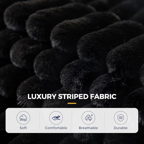 MAXYOYO Convertible Sofa Bed, Pull-Out Loveseat Couch Bed for Small Space | 2 in 1 Folding Couch Bed with Large Back Pillow, Plush Faux Fabric Lounge Couch for Living Room, Apartment, Black - color: Black