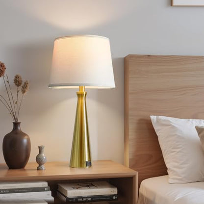 Modern Touch Lamps for Nightstand, 3 Way Dimmable Bedroom Lamp Set of 2 | USB C+A Charging Ports, Gold Bedside Lamps for Bedroom, Living Room, End Table, Bed Side, LED Bulb Included - color: G. Gold Base-White Shade