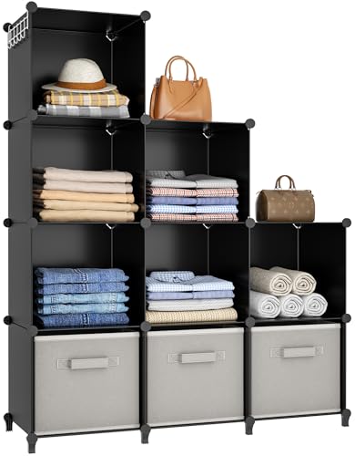 HOMIDEC Closet Organizers and Storage, 9 Cube Storage Organizer, Black | Portable Closet Organizer, Storage Cubes Shelves, for Bedroom, Kids Room, Bathroom, Wardrobe, Clothes Rack - color: Black, size: Large