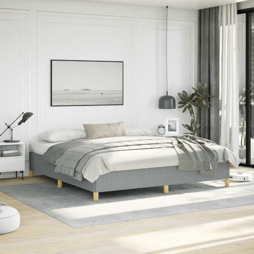 King Size Upholstered Bed Frame, Modern Platform Mattress Foundation, Light Gray Polyester Fabric, Low Profile No Box Spring Needed, Sturdy Wood Slats - color: Grey 3, size: Twin XL