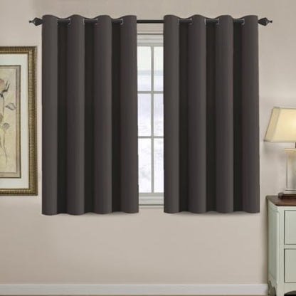 H.VERSAILTEX Blackout Curtain for Living Room Small Window Kitchen Blackout Curtains 45 inch Length Energy Saving Solid Grommet Blackout Drape, One Panel, Chocolate Brown, 52" W x 45" L - color: Chocolate Brown, size: 52"W x 45"L (Pack of 1)