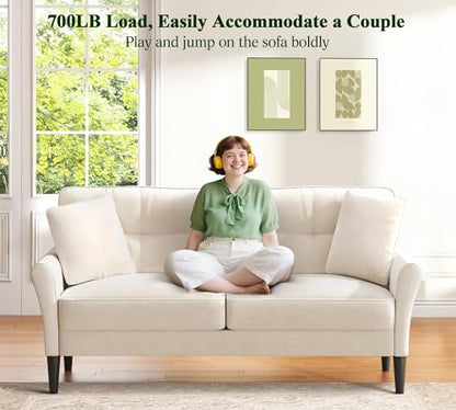 Loveseat Sofa, 69" Love Seat Couches, Velvet Small Couch, White Couch | Comfy Velvet, 69" Spacious Seating, Tool-Free Setup, 700 LBS Load Bearing, Modern Couch, Sofas for Living Room, Bedroom Couch - color: White, size: 69"