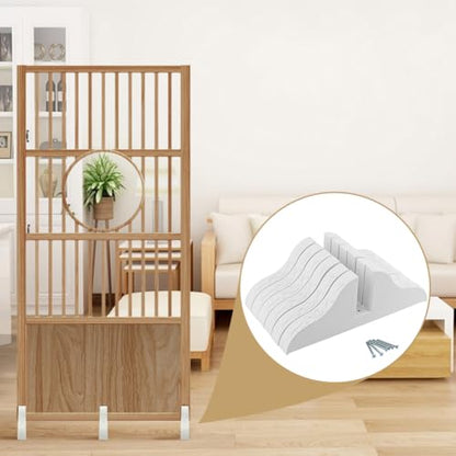 6Pcs Room Divider Stand for Foldable Screen Brackets, Room Divider Stand with Screws, Folding Privacy Screen Holder for Hotel Home Office, 11.81x4.13x0.98inch(Color:White) - color: White