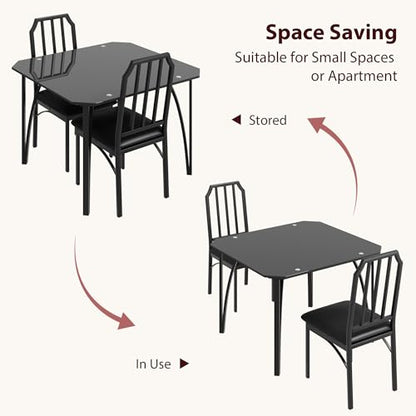 IDEALHOUSE Dining Table Set for 2, Kitchen Table Set of 2 with Upholstered Cushion Chairs, Dining Room Table Set for 2 with Kitchen Chairs, Easy to Assemble, Suitable for Apartment - (Shadow Glass) - size: 1* Table + 2* Chairs (Shadow Glass)