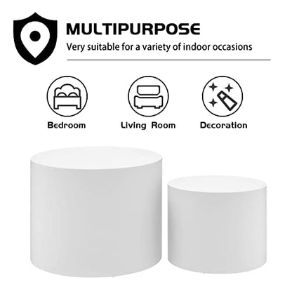 JUSTONE Set of 2 Nesting Coffee Table,Modern Round Wood Accent Side End Table for Living Room Bedroom and Entryway, Apartment,Nesting Tables for Small Spaces No Assembling (Matte White) - color: Round-white-14.9"h