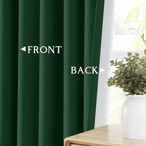 ChrisDowa Dark Green Blackout Curtains 45 Inches Long 2 Panels for Bedroom | Room Darkening,Light Blocking,Thermal Insulated,Faux Linen,Farmhouse,Grommet,Window Treatment,Drapes,Living Room,52x45 - color: Dark Green, size: 52"W x 45"L (Pack of 2)