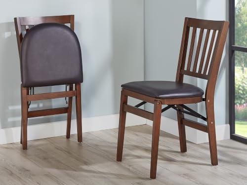 Stakmore School House Folding Chair, Walnut (Set of 2) - color: Brown