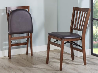 Stakmore School House Folding Chair, Walnut (Set of 2) - color: Brown