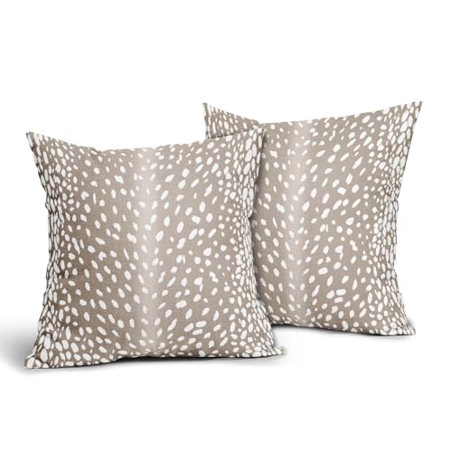 Antelope Pillow Covers 20X20 Inch Beige Deer Animal Print Decorative Square Fawn Pillow Cases Modern Neutral Faux Cotton Linen Throw Pillows Set of 2 Home Decor for Sofa Couch Bedroom Outdoor - color: Beige, size: 20" x 20" (Pack of 2)