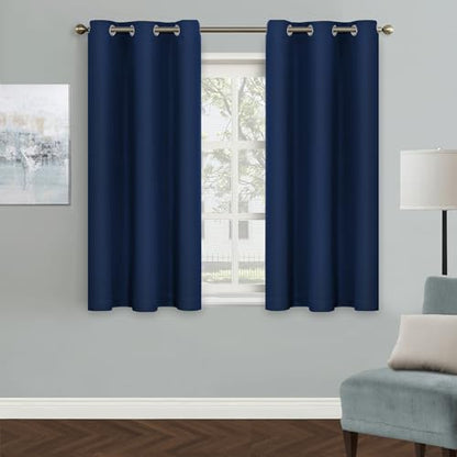 MYSKY HOME Navy Blue Blackout Curtain for Bedroom & Kitchen, 45 Inch Long, Thermal Insulated, 1 Panel, 42 x 45 Inch - color: Navy, size: 42"W x 45"L (Pack of 1)