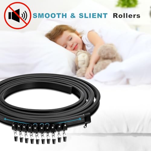 KOLAKO Ceiling Curtain Track, 10Ft Flexible Bendable Curtain Track Wall Mount Black Curved RV Sliding Curtain Rail System Room Divider, Ceiling Track for Shower Curtains - color: Black, size: 10Ft