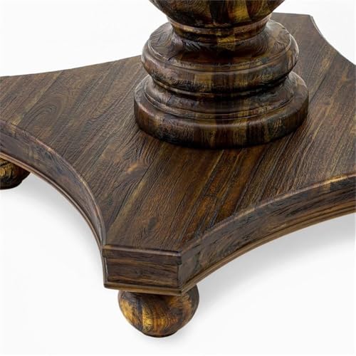 FE2-07-TP Ferris Dining Table - a Round Wooden Table Top with Pedestal Base, 48x48 Inch, Distressed Jacobean - color: Fe2-07-tp, size: 48x48 Inch