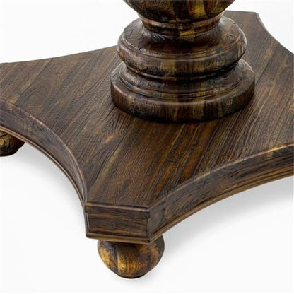 FE2-07-TP Ferris Dining Table - a Round Wooden Table Top with Pedestal Base, 48x48 Inch, Distressed Jacobean - color: Fe2-07-tp, size: 48x48 Inch