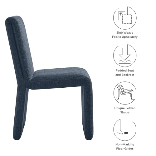 Modway Emory Fabric Slipper Dining Chair in Slate Blue – Upholstered Armless Dining Side Chair – Versatile Modern Accent Chair or Vanity Chair - color: Slate Blue