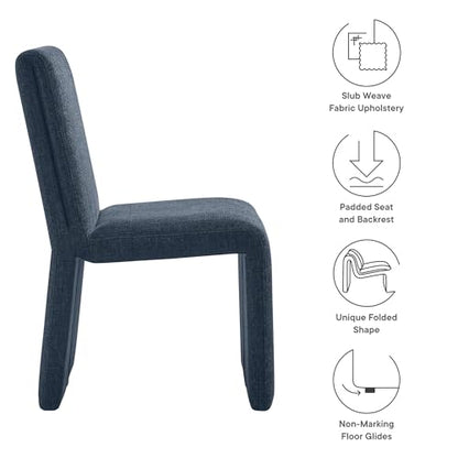 Modway Emory Fabric Slipper Dining Chair in Slate Blue – Upholstered Armless Dining Side Chair – Versatile Modern Accent Chair or Vanity Chair - color: Slate Blue