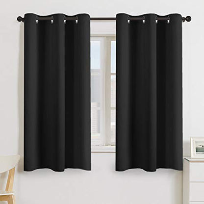 Turquoize Blackout Curtain Panels 63 inch Length Black Out Curtains Thermal Insulated Solid Grommet Window Treatments for Bedroom/Kids Room, 2 Panels, 42 Inch Wide by 63 Inch Long, Black - color: Black, size: 42"W x 63"L (Pack of 2)