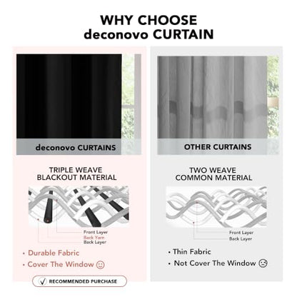Deconovo Blackout Curtain Panel – Solid Grommet Top, Thermal Insulated & Energy‑Saving, Machine‑Washable Room Darkening Window Treatment for Bedroom & Living Room, 1 Panel, Black, 42W x 63L | Closet Drape 1 Panel, Room Darkening, Thermal Insulated, Gromme